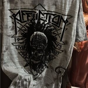 Affliction Black and Gray Graphic Tee